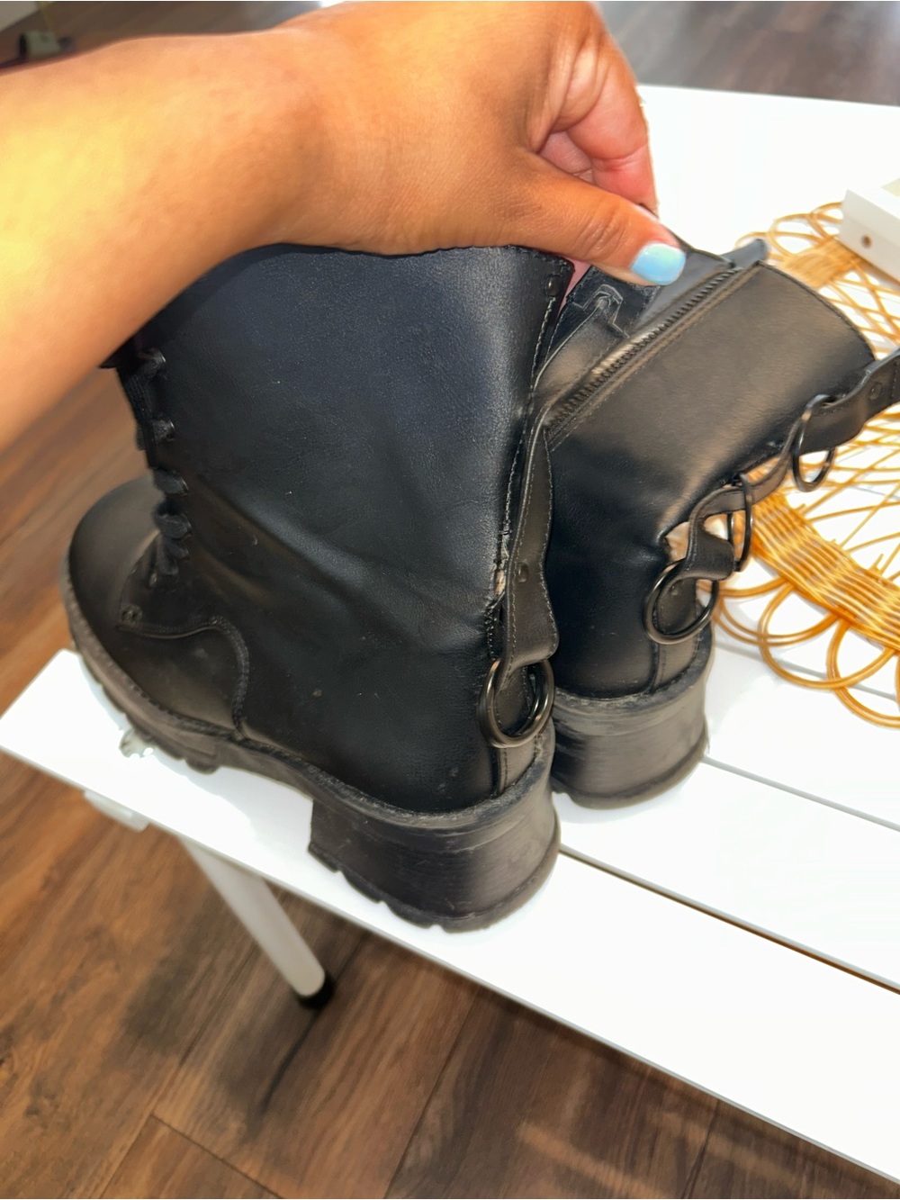 Demonia Black Lace-Up Combat Heeled Ankle Boots - Picture 12 of 14